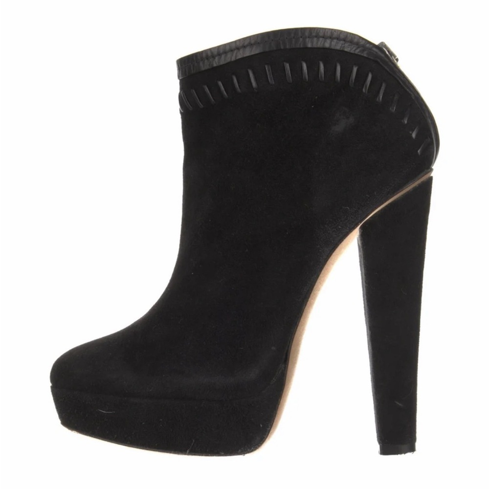 Jimmy Choo Black Suede Platform Ankle Boot Sz 36.5